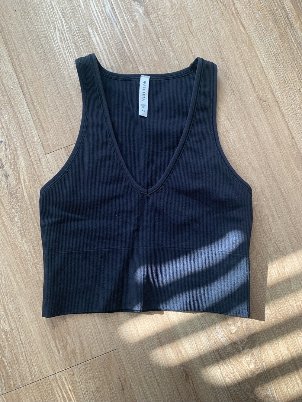 Athleta Black V-Neck Crop Top